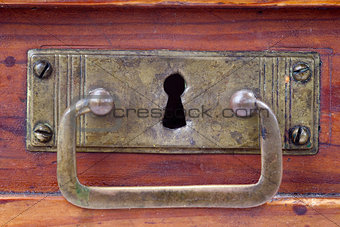 Detail of the old and used drawer