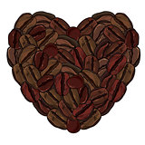 coffee beans love concept