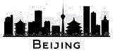 Beijing City skyline black and white silhouette.
