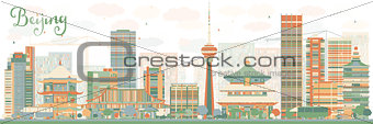 Abstract Beijing Skyline with Color Buildings.