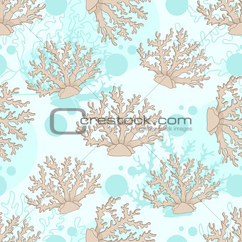 Vector seamless pattern with beige coral