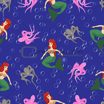 Mermaids and octopuses.