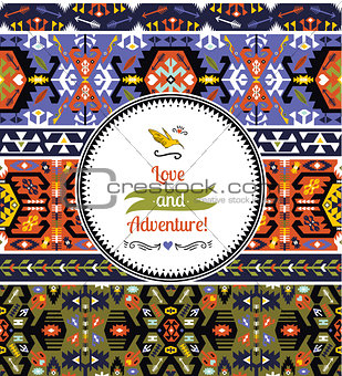 Seamless bright pattern in tribal style