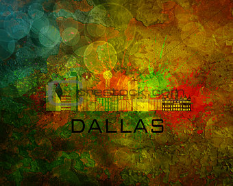 Dallas City Skyline on Grunge Background Illustration