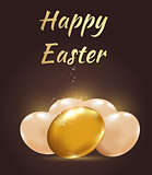 Easter background with golden eggs