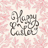 Easter background with pink leaves