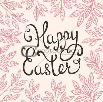Easter background with pink leaves