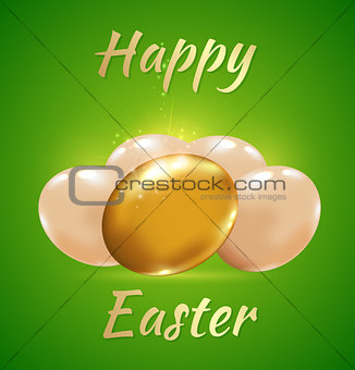 Easter card with golden eggs