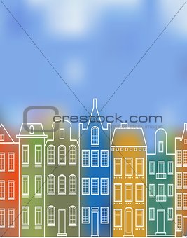 Illustration, facade of the European city.