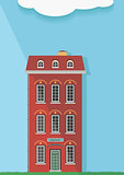 Illustration, the red brick house on a light background.