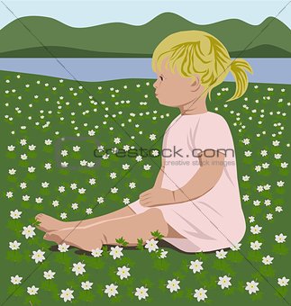 girl with wood anemones