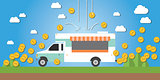 food truck business illustration money gold coin investment