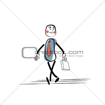 Positive businessman goes to work