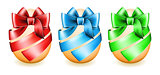 Easter eggs wrapped in ribbon
