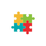 Vector illustration of four colorful puzzle pieces