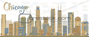 Abstract Chicago skyline with color skyscrapers