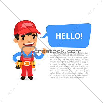 Builder Saying Hello Poster