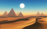 3D desert scene with pyramids