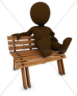 3D Morph Man on park bench