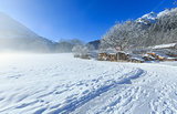 Winter mountain rural landscape. 