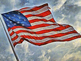 Painted image of the American flag