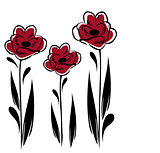 three red flowers