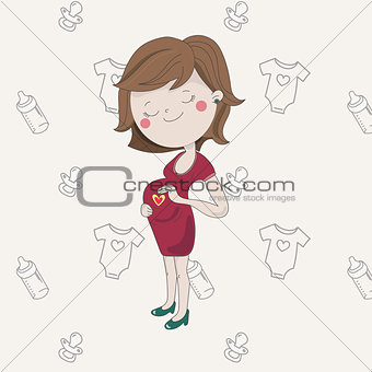 Pregnant pretty girl in dress and shoes