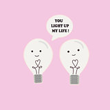 Two incandescent light bulbs in love