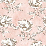 Seamless pattern with  black and white flowers