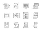 Web publications line icons vector collection