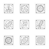 Microorganisms line icons vector collection