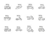 Car rent and sale flat line vector icons set