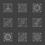 White line viruses and bacteria vector icons set