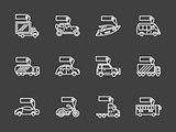 Sale of transport white line vector icons set