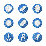 Pathogens round blue vector icons collection