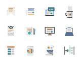 Internet articles flat color vector icons set