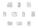 Filling and charge station flat line vector icons
