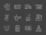 Party agency white line vector icons