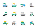 Auto business flat color vector icons set