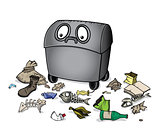 dustbin with garbage vector illustration