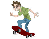 Skateboarder with skateboard