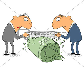 Two businessman share income