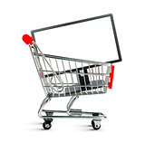 Shopping cart with monitor
