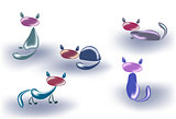 Set of cats made of glass or stone. EPS10 vector illustration