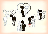 Set of cats in love by Valentines Day. EPS10 vector illustration
