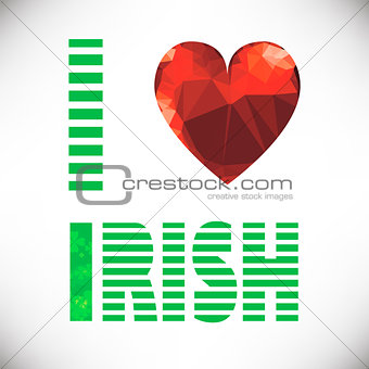 polygonal red glass heart. St. Patricks Day