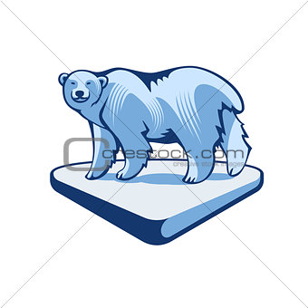 Polar Bear On The Block Of Ice