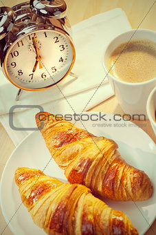 Continental Breakfast Croissant, Coffee & Alarm Clock