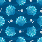 Seamless patterns with seashells and pearls