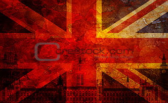 Westminster Palace Union Jack Flag Grunge Texture Background
